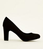 Wide Fit Black Block Heel Court Shoes New Look Vegan