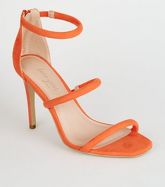 Orange Suedette Tube Strap Stiletto Heels New Look