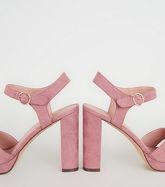 Pink Suedette Cross Strap High Vamp Heels New Look Vegan