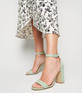 Mint Green Suedette 2 Part Block Heels New Look