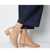 Office Almond- Low Block Heel Boot CARAMEL CROC LEATHER