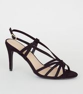 Black Suedette Strappy Knot Stiletto Heels New Look Vegan