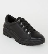 Black Leather-Look Chunky Trainers New Look Vegan