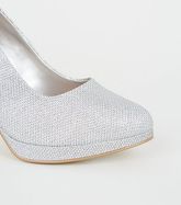 Silver Glitter Platform Stiletto Courts New Look Vegan