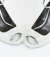 Silver Diamanté Embellished Peep Toe Heels New Look