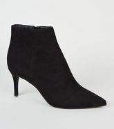 Black Suedette Pointed Stiletto Shoe Boots New Look Vegan