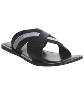 Ask the Missus Hector Cross Strap Sandal BLACK LEATHER