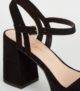 Wide Fit Black Suedette Flared Platform Heels New Look Vegan