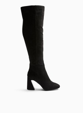 Womens Black Oval Over The Knee Boots, BLACK