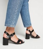 Wide Fit Black Faux Croc Sandals New Look