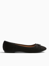 Womens Wide Fit Lily Black Bow Detail Ballerina, BLACK