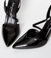 Black Patent Strappy Pointed Stiletto Courts New Look