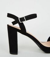 Black Suedette 2 Part Platform Sandals New Look Vegan
