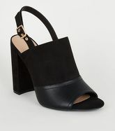 Black Suedette Peep Toe Slingback Heels New Look Vegan