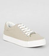 Off White Shimmer Lace Up Trainers New Look Vegan