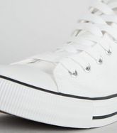 White Canvas Stripe Sole High Top Trainers New Look
