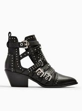 Womens Limited Edition Aura Black Cut Out Stud Point Boots, Black
