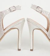 Silver Diamanté Slingback Heels New Look