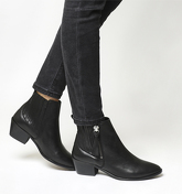 Office Luca Side Zip Western Boots BLACK LEATHER