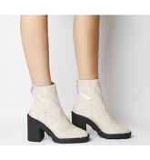 Office Altitude- Chunky Sock Boot OFF WHITE CRINKLE PATENT