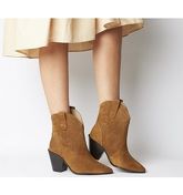 Office A-game- High Cut Embroidered Western TAN SUEDE