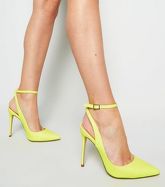 Yellow Neon Slingback Stiletto Court Shoes New Look