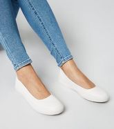 Wide Fit White Slip On Ballet Trainers New Look Vegan