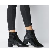 Office Almond- Low Block Heel Boot BLACK CROC LEATHER