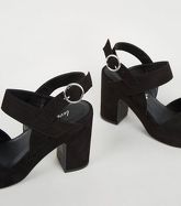 Black Suedette Platform Block Heels New Look