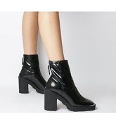 Office Altitude- Chunky Sock Boot BLACK CRINKLE PATENT