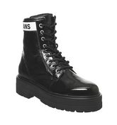 Tommy Hilfiger Platform Leather Flatform Boot BLACK