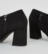 Black Suedette Pointed Block Shoe Boots New Look Vegan