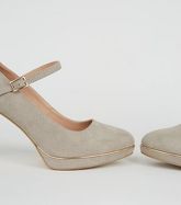 Grey Suedette Piped Trim Mary Jane Courts New Look Vegan