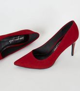 Red Suedette Stiletto Court Shoes New Look Vegan