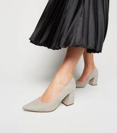 Grey Pointed Flare Heels Courts Shoes New Look Vegan