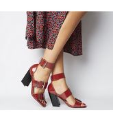 Office Heart-throb Triple Buckle Sandal RUST CRINKLE PATENT