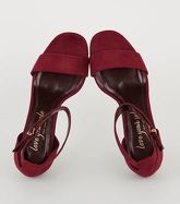 Dark Red Suedette Slim Heel Sandals New Look