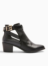 Womens Bambi Black Buckle Ankle Boots, BLACK