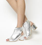 Office Fresher Zip Front Block Heel SILVER LEATHER