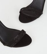 Black 2 Part Diamanté Stiletto Heels New Look