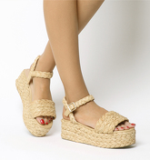 Office Mustard Raffia Flatform Wedge NATURAL RAFFIA