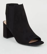 Black Suedette Chelsea Block Heels New Look