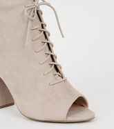 Grey Comfort Flex Peep Toe Lace Up Heels New Look