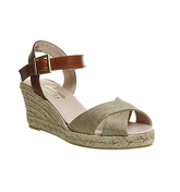 Gaimo for OFFICE Cury Wedge Espadrille GOLD LINEN TAN LEATHER
