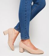 Wide Fit Pale Pink Faux Croc Heel Courts New Look Vegan