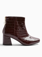 Womens Wide Fit Brixton Burgundy Ankle Boots, BURGUNDY