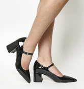 Office Mandy Mary Jane Point Block Heel BLACK PATENT