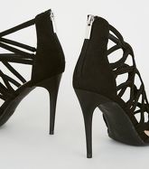 Black Suedette Strappy Stiletto Heels New Look