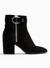 Womens Bea Black Buckle Ankle Boots, BLACK