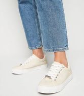 Off White Faux Croc Lace Up Trainers New Look Vegan